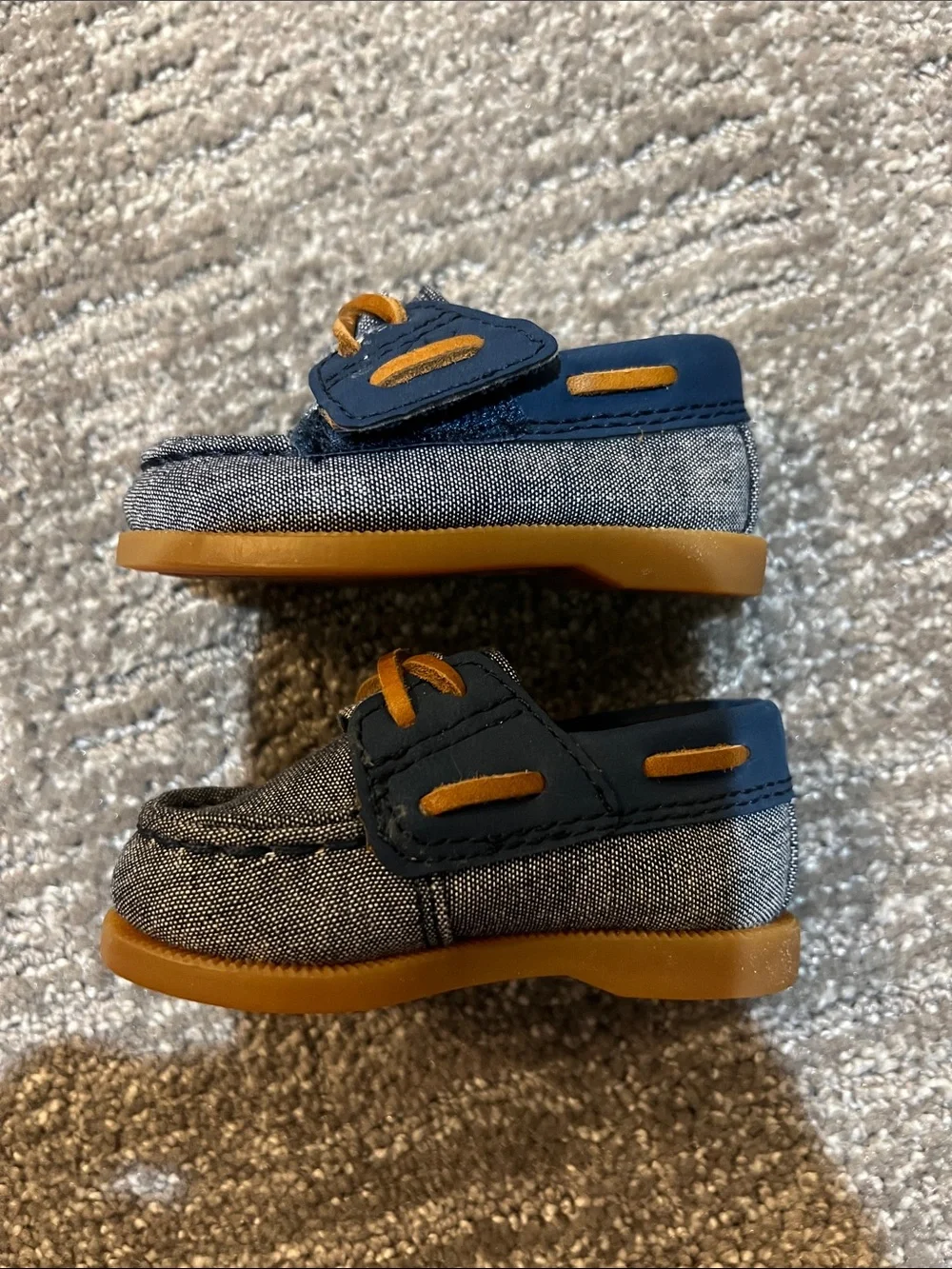Sperry Infant Blue and Tan Moccasin-Style Boat Shoes